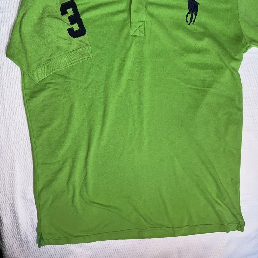 Polo Ralph Lauren Polo Shirt Mens XL Green Big Pony Custom Fit #3 Y2K